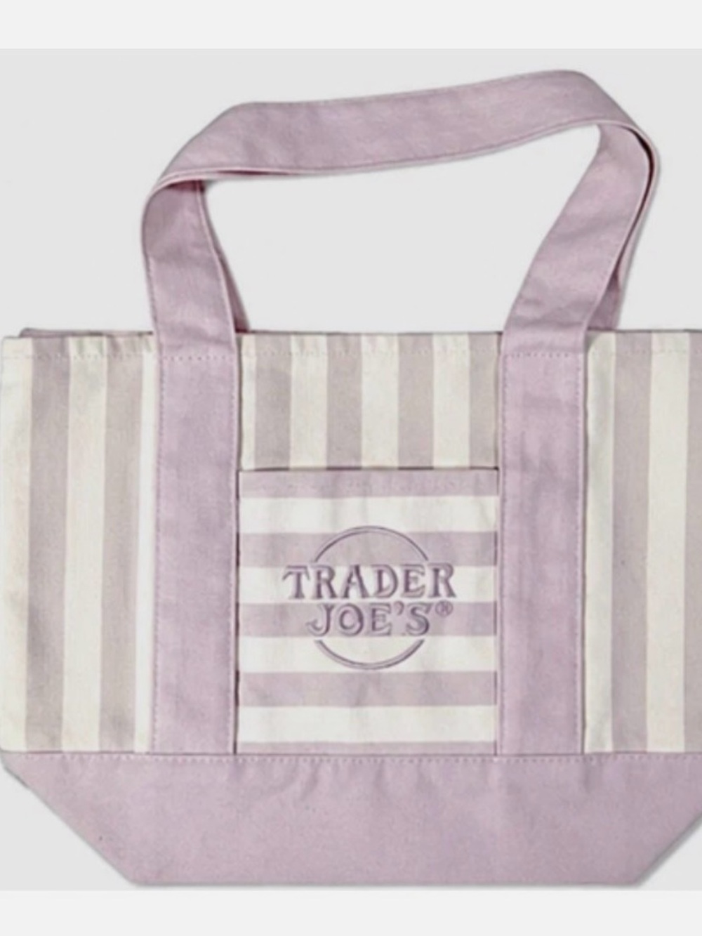 NWT Trader Joe’s Pink Stripe Canvas Tote Bag